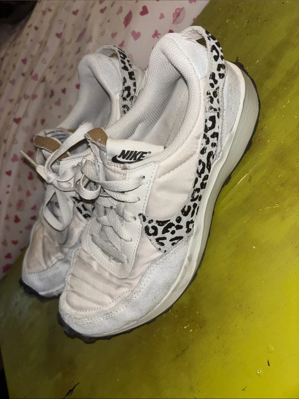 Nike Women’s White Sneakers with Black Leopard Swoosh
